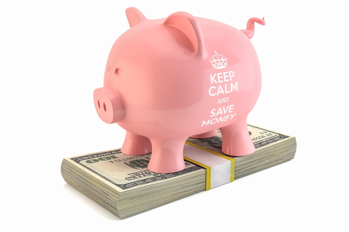 piggy bank stay calm and save money